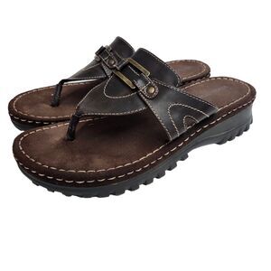 Rugged Outback Thong Sandals Womens 11 Brown Chunky Y2K Summer Slip-on Retro 90s